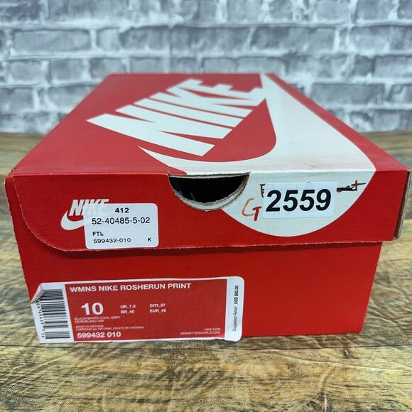Nike Roshe Run Print Black White Cool Grey 599432-090 Womens Size 10 New - Picture 6 of 6